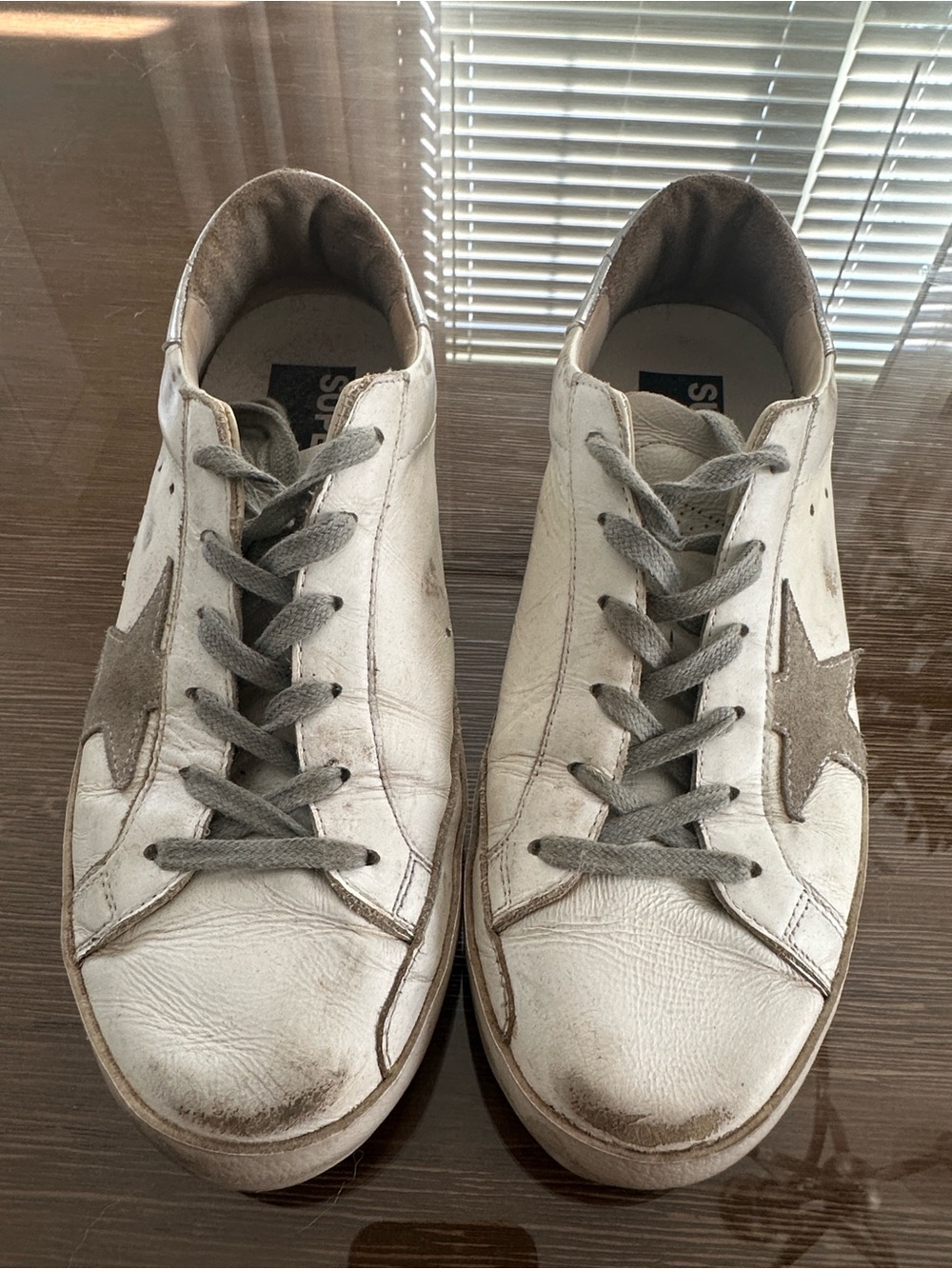 Golden Goose White Leather Sneakers with Gray Star - Picture 2 of 8